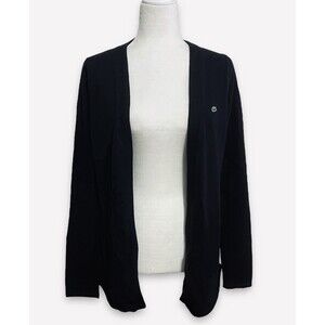 Lasoste Open Front Cardigan Sweater Black 100% Cotton Women’s Size 38 Medium
